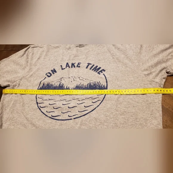Mens XL Gray Graphic T-Shirt - On Lake Time - Picture 10 of 12